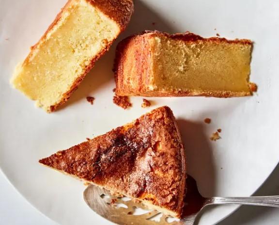 Slices of olive oil cake on a plate